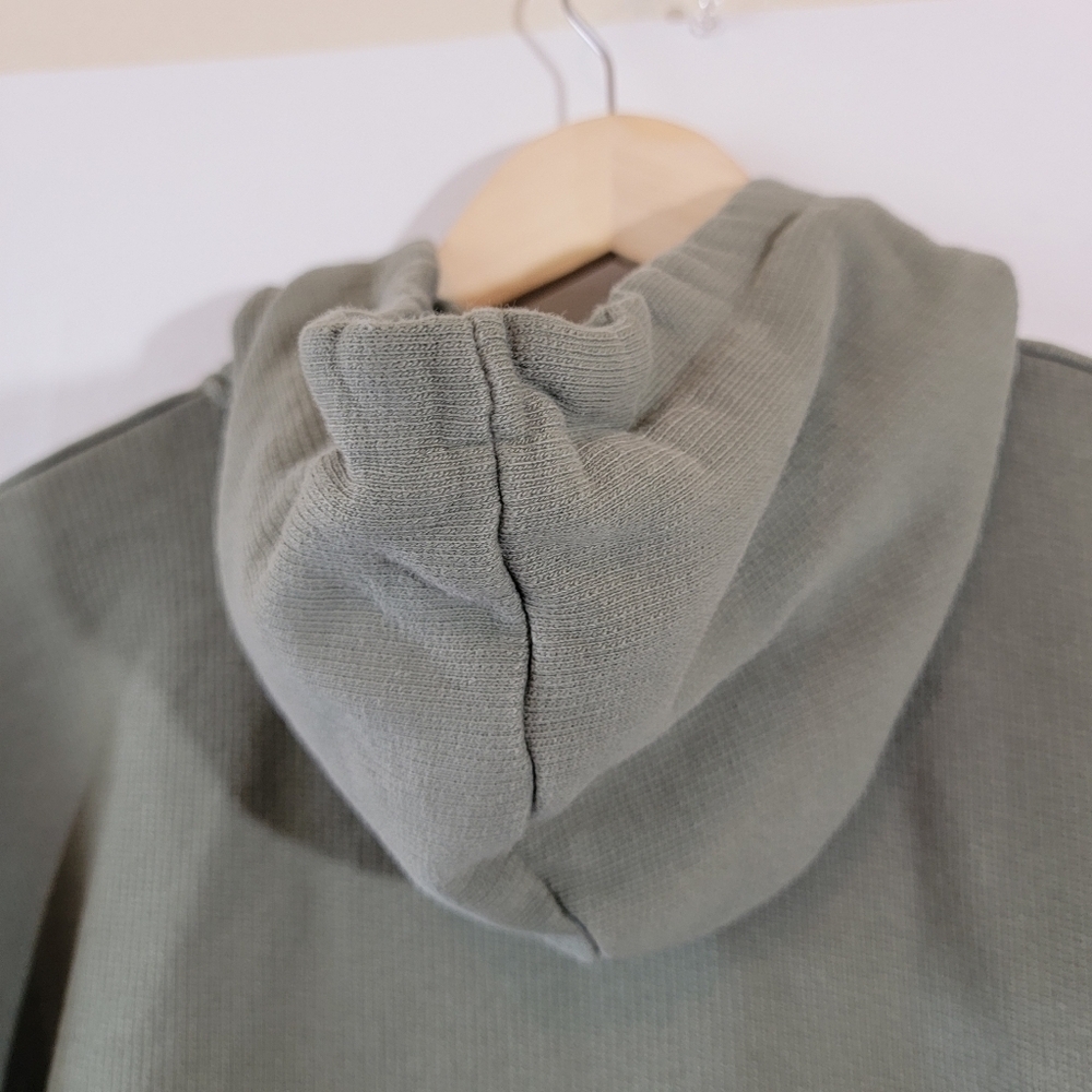 Folk Men's Green Hoodie Sz 5/XL 100% Organic Cotton Waffle Knit Old Money EUC - Picture 8 of 12